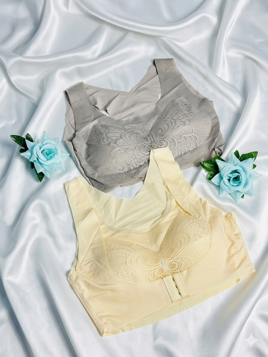 Front And Black Hook Bra With Butterfly Style