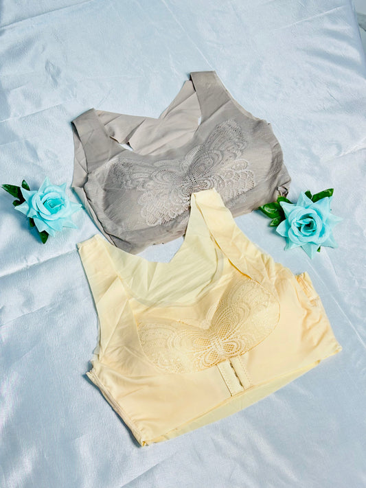 Front And Black Hook Bra With Butterfly Style