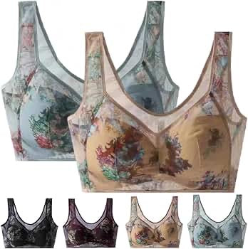 Elle Bloom Ice Silk Lace Bra,Wireless,Pushup,Seamless Bra