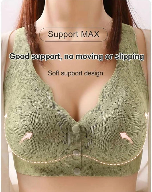 Lace Jacquard Front Button Plus Size comfort Bra, Front button open Bra For Womens