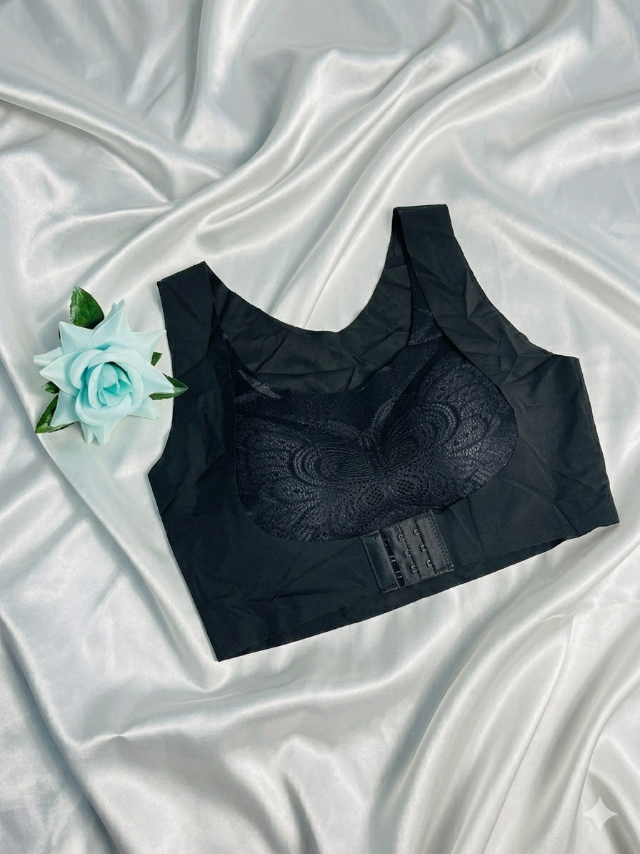 Front And Black Hook Bra With Butterfly Style