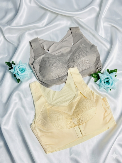 Front And Black Hook Bra With Butterfly Style