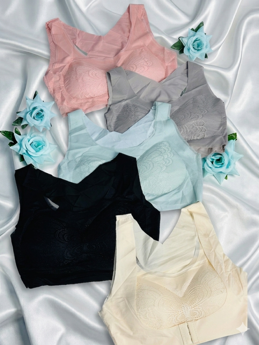 Front And Black Hook Bra With Butterfly Style