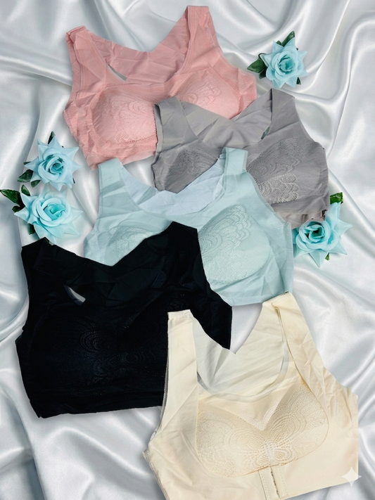 Front And Black Hook Bra With Butterfly Style